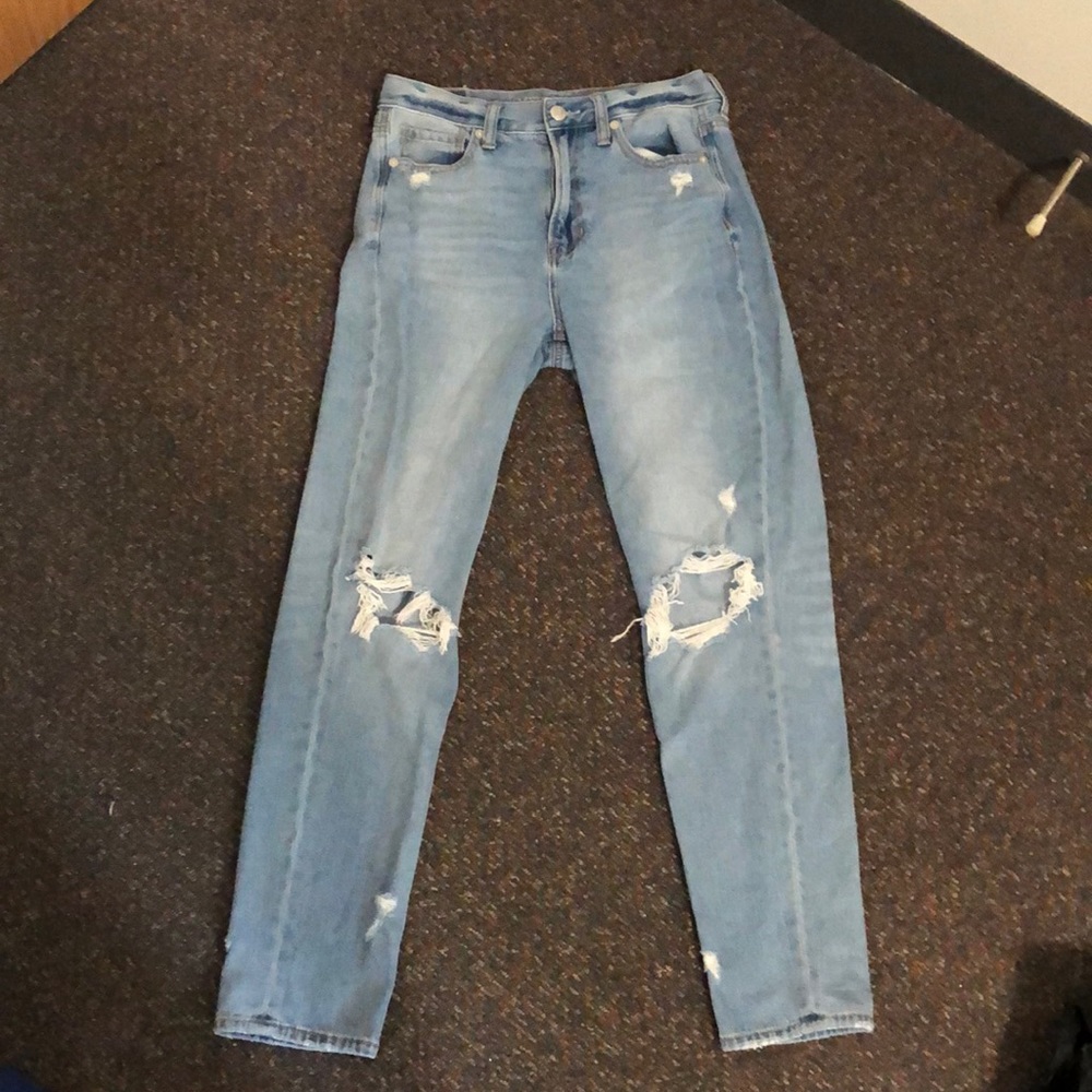 Size 2 distressed high waisted mom jeans